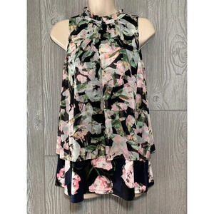Ellen Tracy Floral Sleeveless Blouse S NWT